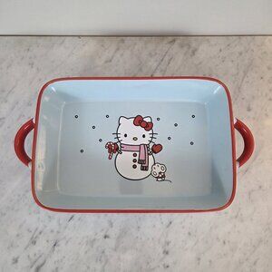 Hello Kitty Christmas Ceramic Dish Baking Dish Snow Kitty 12" x 8" Sanrio
